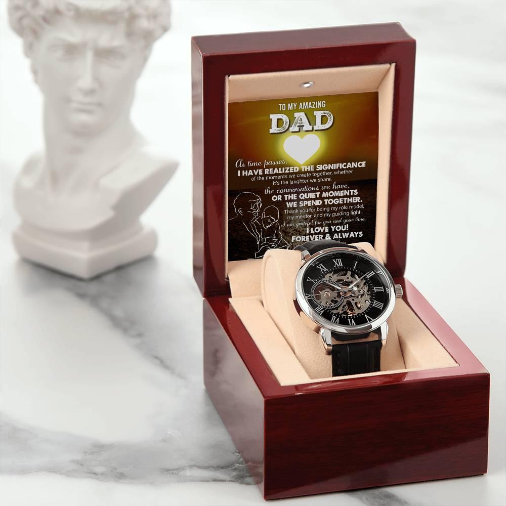 Gift for Dad - You Are My Guiding Light Men's Openwork Watch with Gift Box