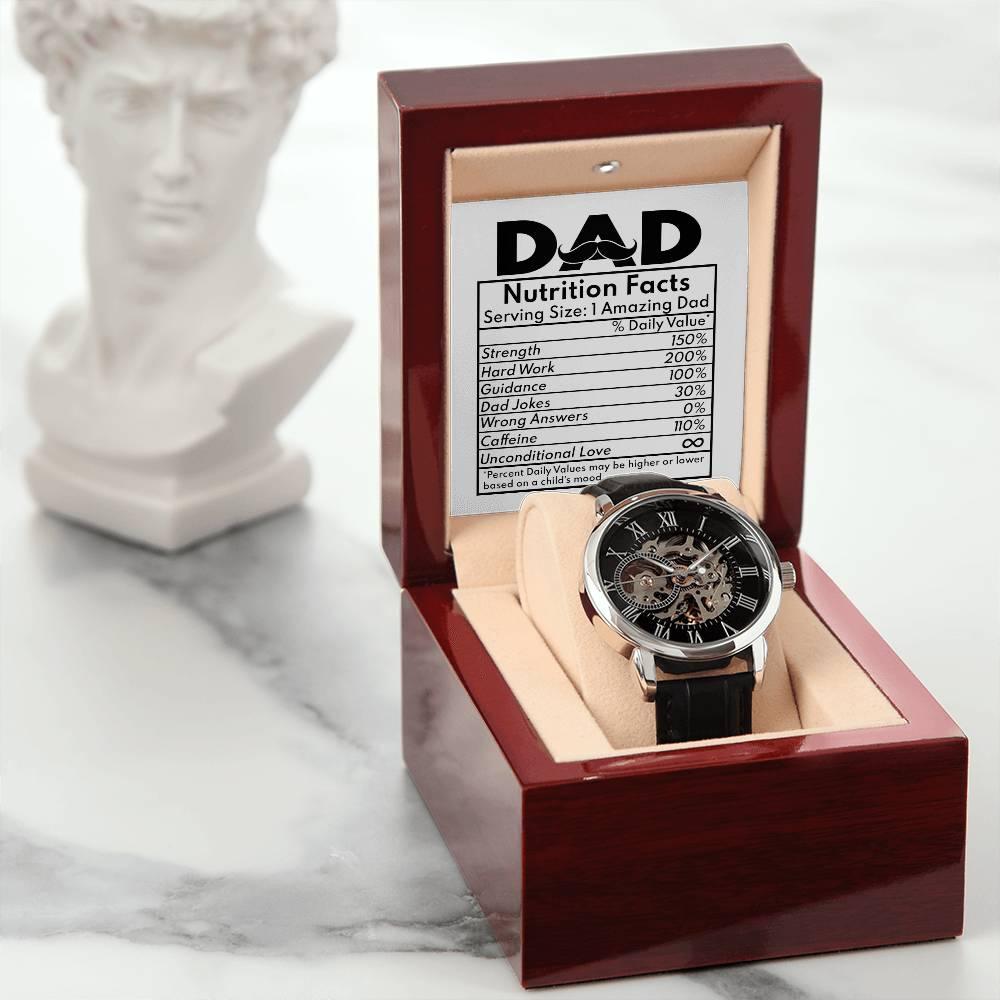 Dad Gift - Nutrition Facts Men's Openwork Watch with Gift Box