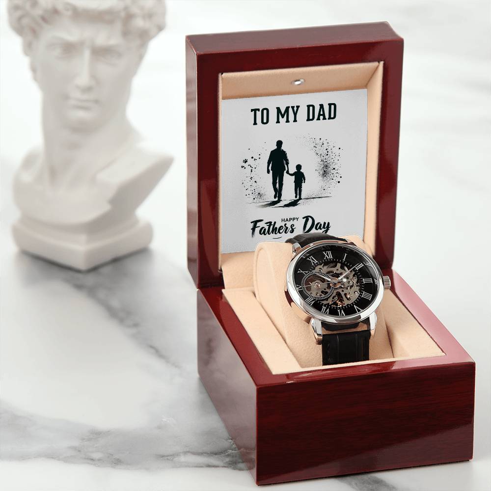 Dad Father's Day Gift Men's Openwork Watch with Gift Box