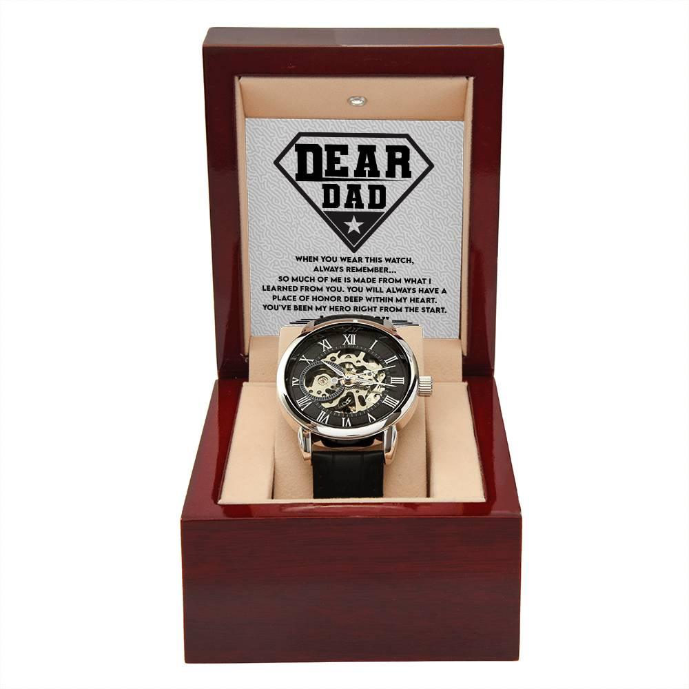 Dear Dad, You are my Hero Men's Openwork Watch