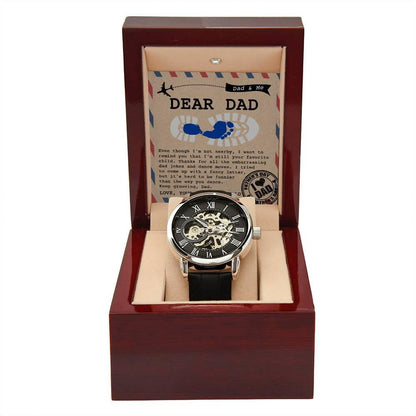 Dad Gift -Thanks for All The Embarrassing Dad Jokes and Dance Moves - Your Favorite Child Men's Openwork Watch with Gift Box