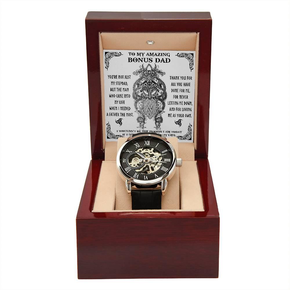 To My Amazing Bonus Dad You are not Just My Stepdad Men's Openwork Watch