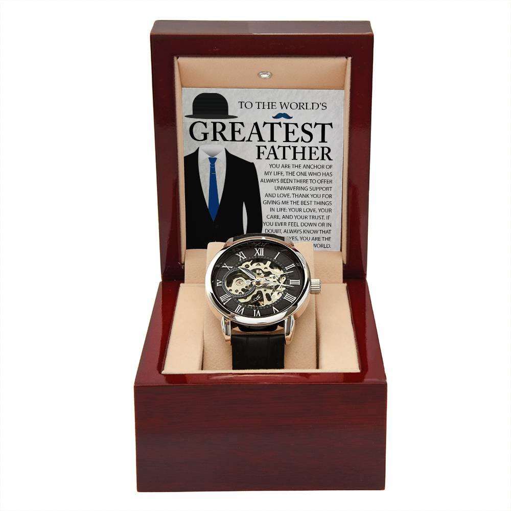 Dad Gift - You Are The Anchor in My Life Men's Openwork Watch with Gift Box