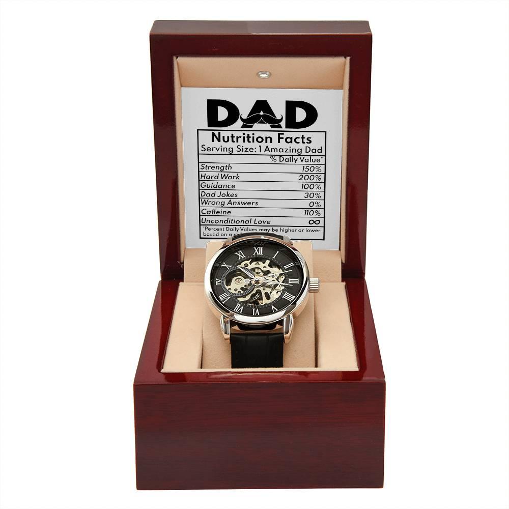 Dad Gift - Nutrition Facts Men's Openwork Watch with Gift Box