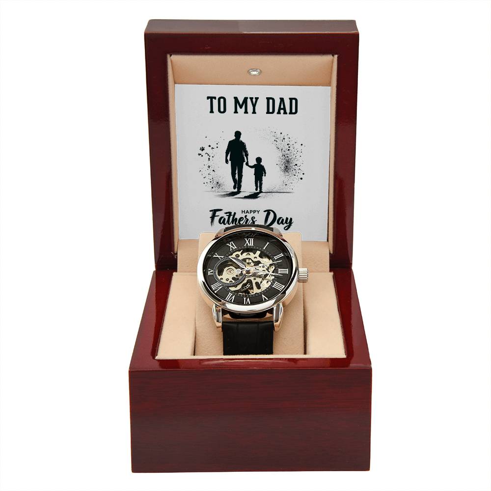 Dad Father's Day Gift Men's Openwork Watch with Gift Box