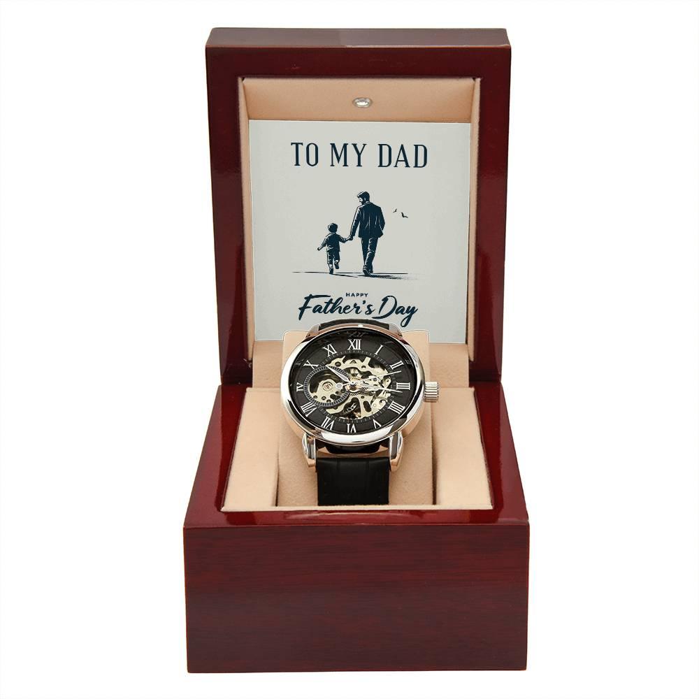 To My Dad Happy Father's Day Men's Openwork Watch with Gift Box