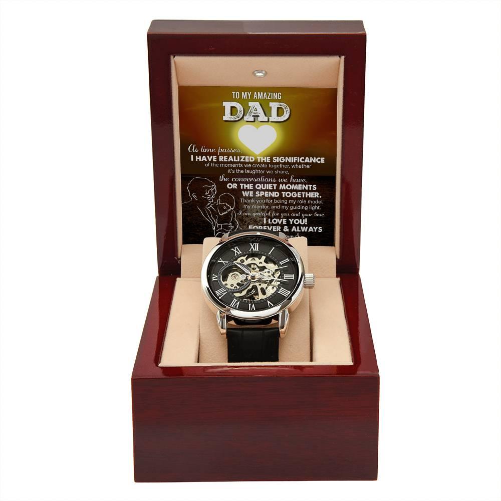 Gift for Dad - You Are My Guiding Light Men's Openwork Watch with Gift Box