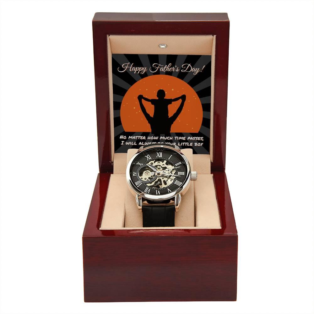 Dad Happy Father's Day I Will Always Be Your Little Boy Men's Openwork Watch with Gift Box