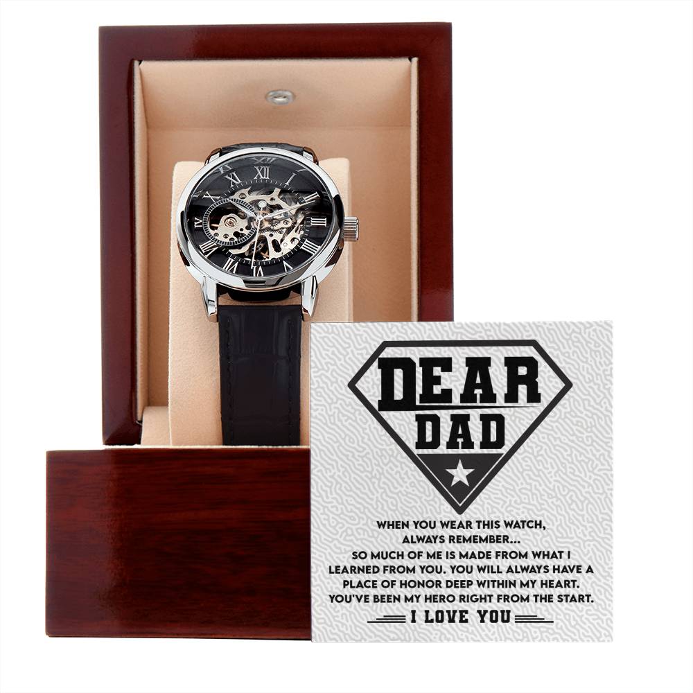 Dear Dad, You are my Hero Men's Openwork Watch