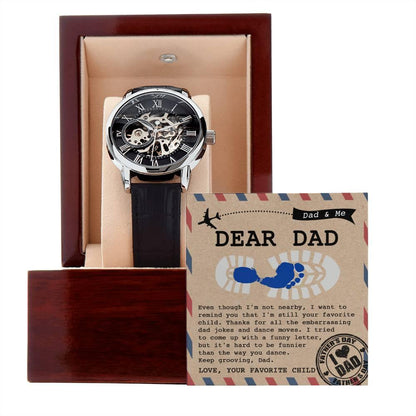 Dad Gift -Thanks for All The Embarrassing Dad Jokes and Dance Moves - Your Favorite Child Men's Openwork Watch with Gift Box