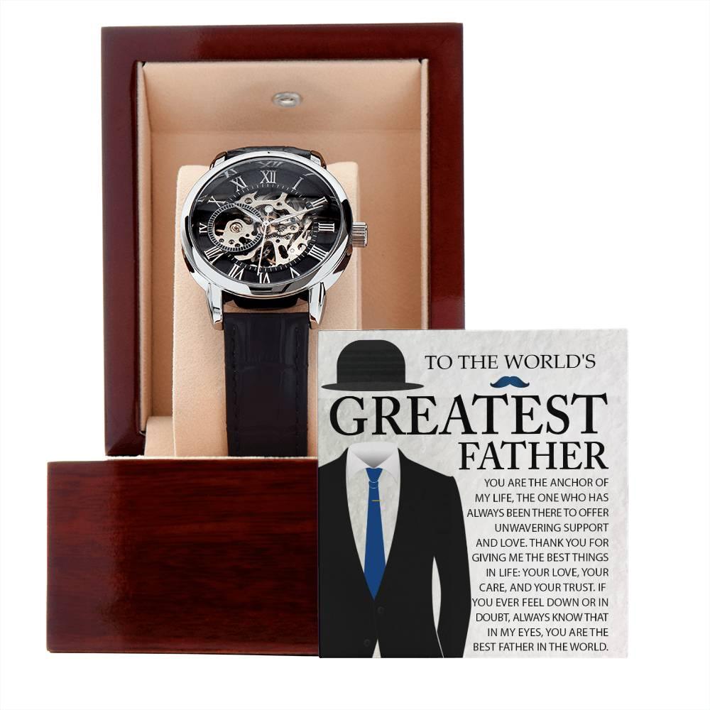 Dad Gift - You Are The Anchor in My Life Men's Openwork Watch with Gift Box