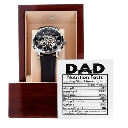 Dad Gift - Nutrition Facts Men's Openwork Watch with Gift Box