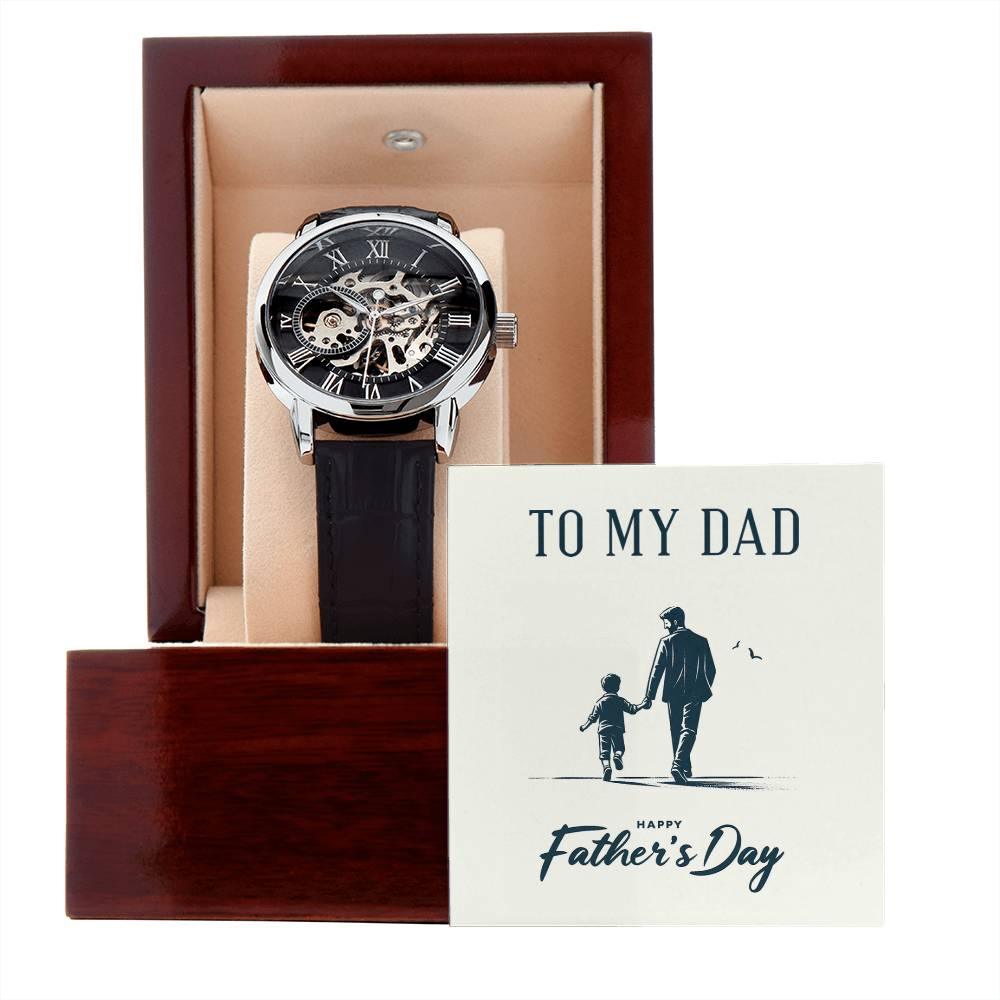 To My Dad Happy Father's Day Men's Openwork Watch with Gift Box