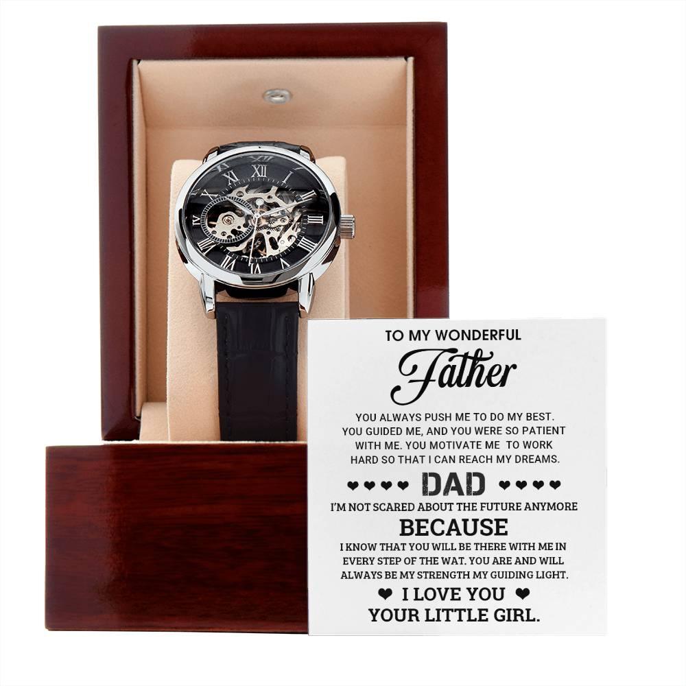 To My Wonderful Father You Are My Guiding Light Men's Openwork Watch with Gift Box