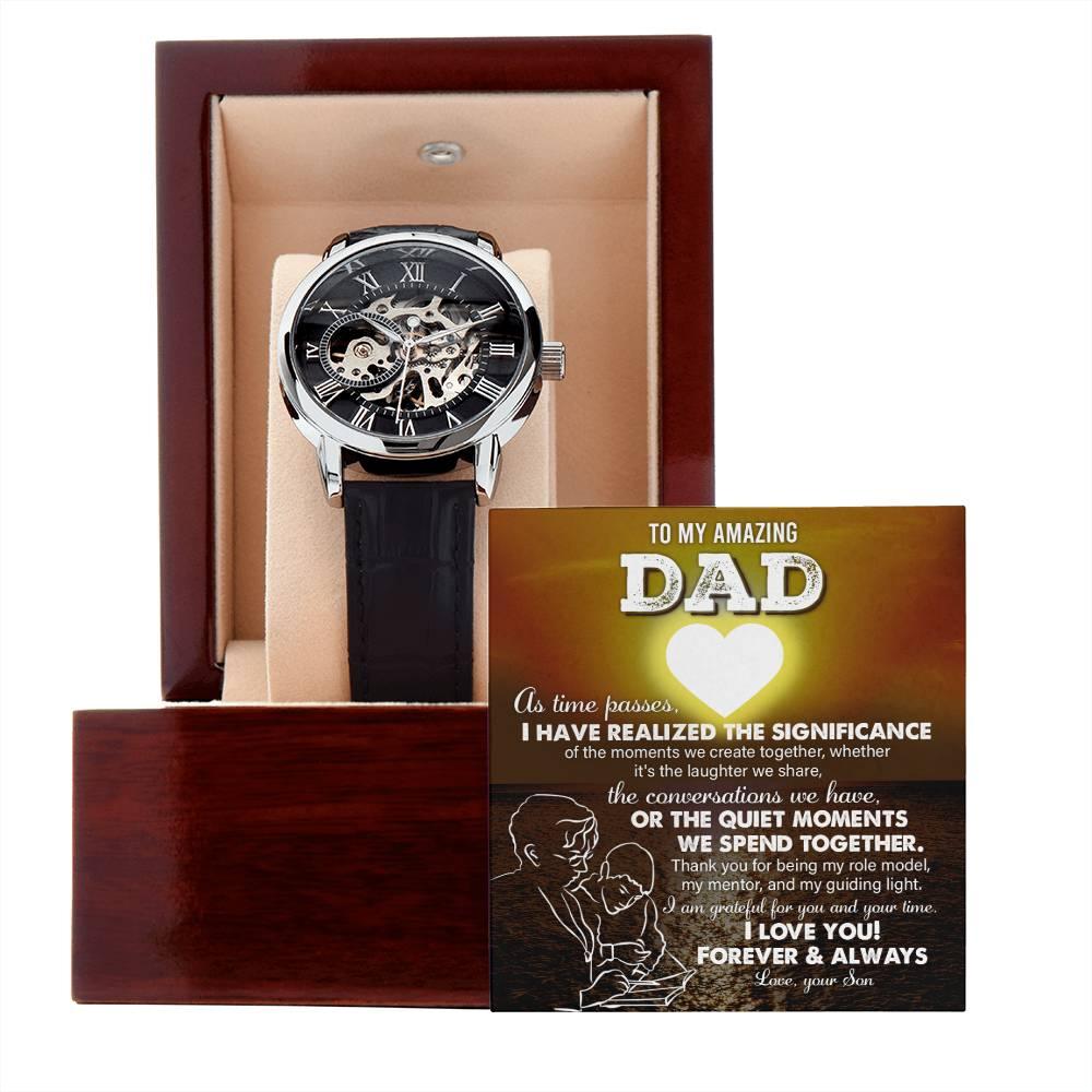 Gift for Dad - You Are My Guiding Light Men's Openwork Watch with Gift Box