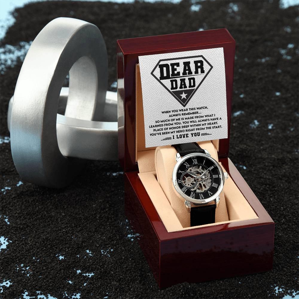 Dear Dad, You are my Hero Men's Openwork Watch