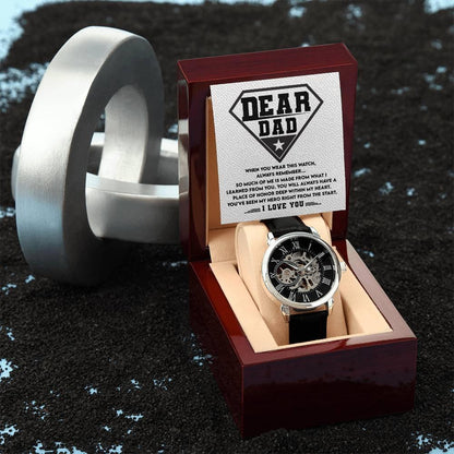 Dear Dad, You are my Hero Men's Openwork Watch