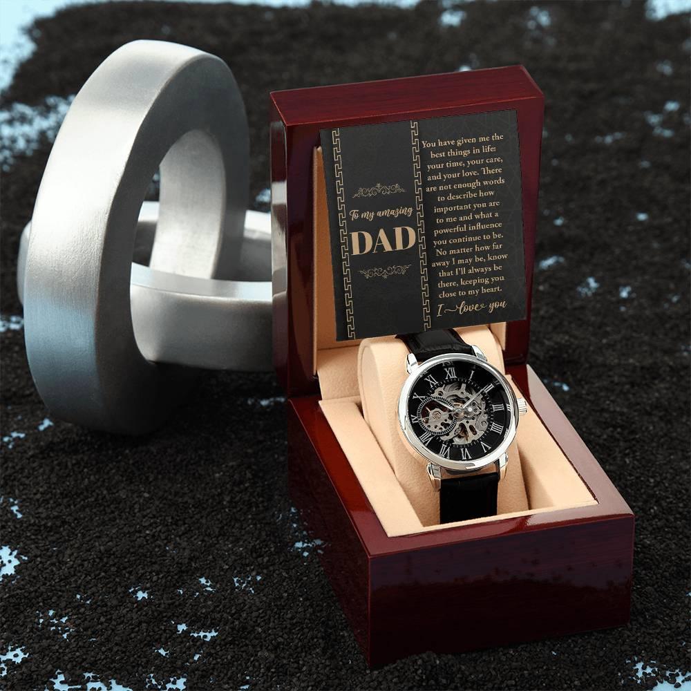 Dad You Have Given Me Your Time, Your Love Men's Openwork Watch with Gift Box