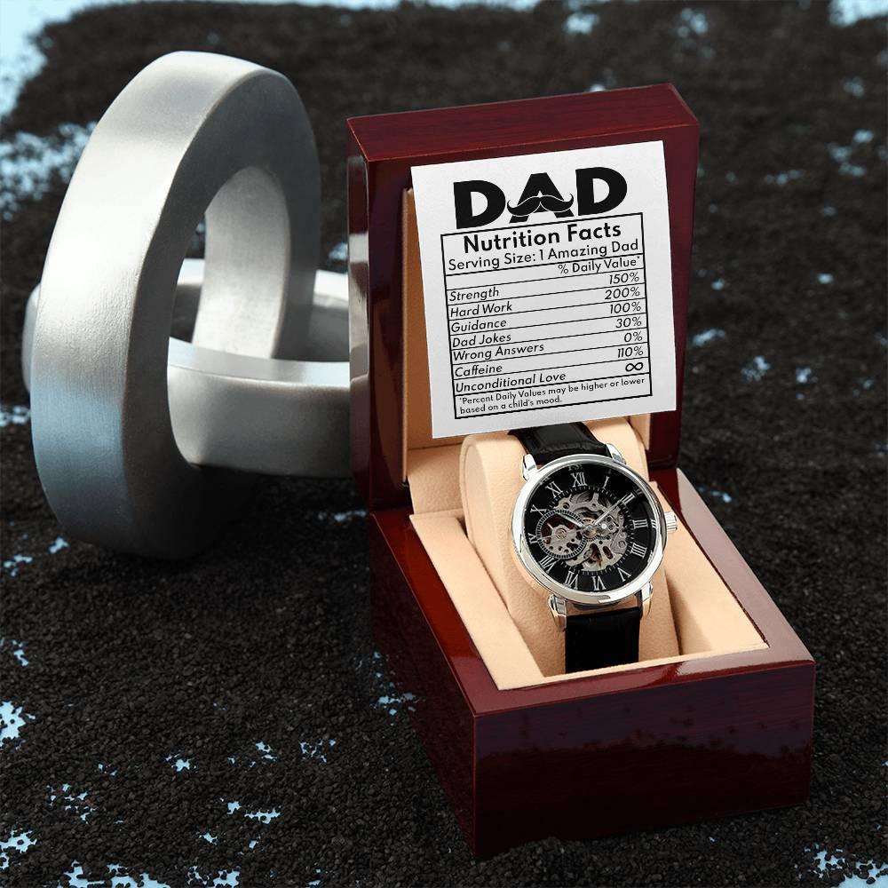 Dad Gift - Nutrition Facts Men's Openwork Watch with Gift Box