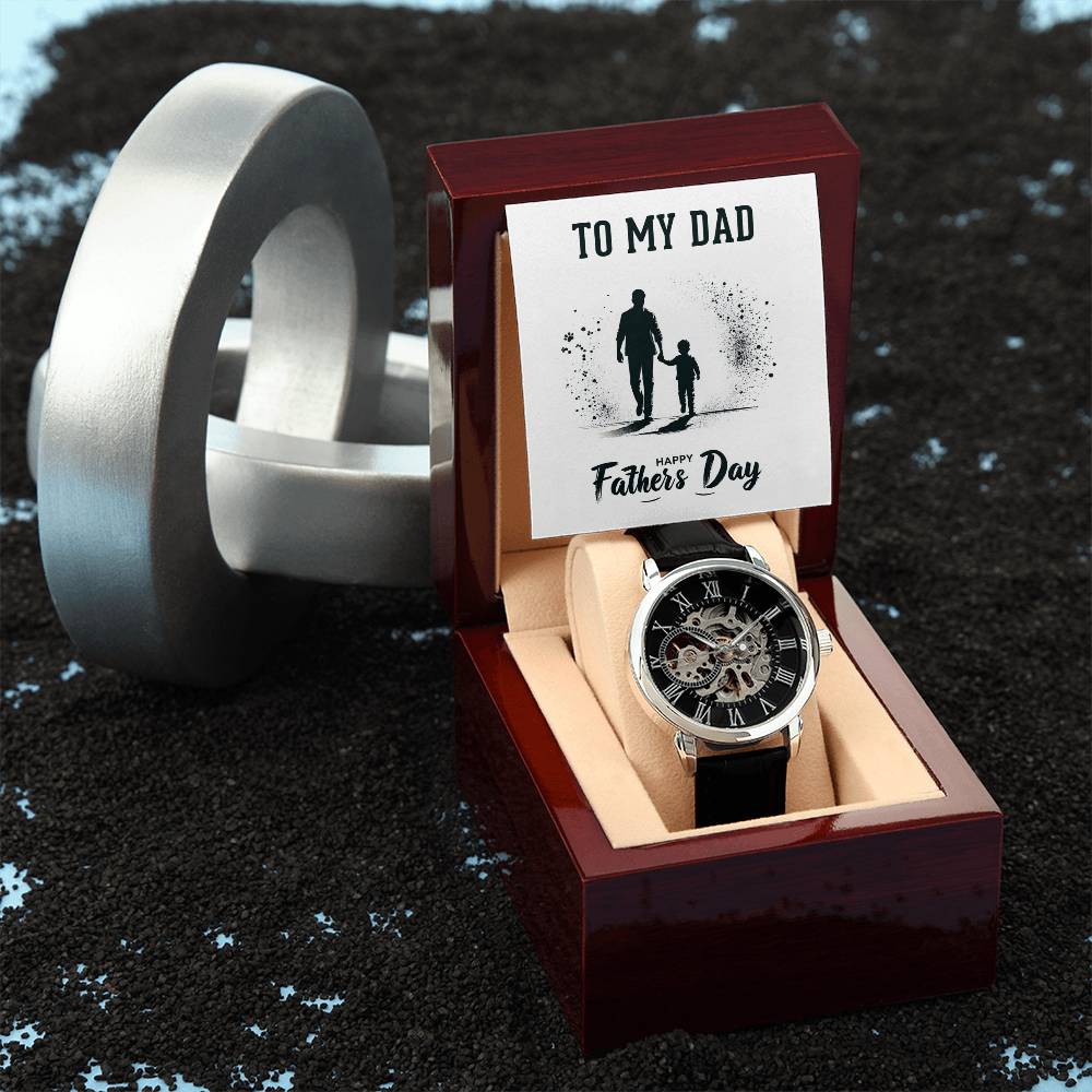 Dad Father's Day Gift Men's Openwork Watch with Gift Box