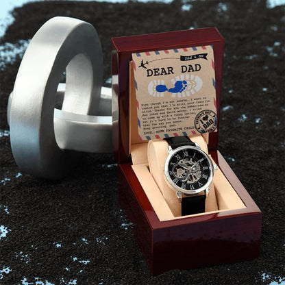 Dad Gift -Thanks for All The Embarrassing Dad Jokes and Dance Moves - Your Favorite Child Men's Openwork Watch with Gift Box