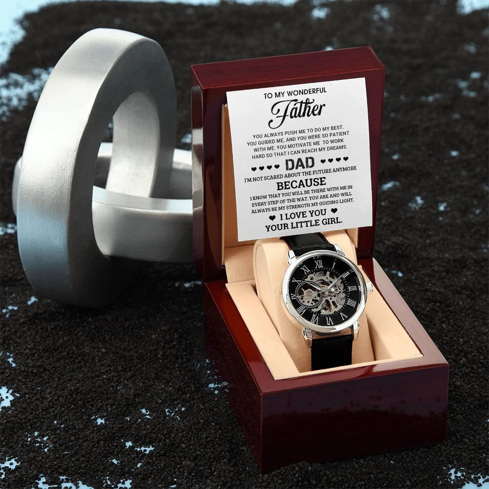 To My Wonderful Father You Are My Guiding Light Men's Openwork Watch with Gift Box