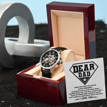 Dear Dad, You are my Hero Men's Openwork Watch