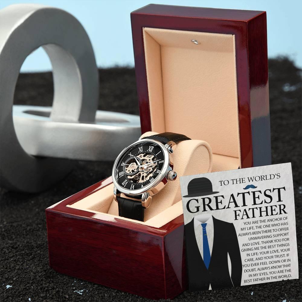 Dad Gift - You Are The Anchor in My Life Men's Openwork Watch with Gift Box