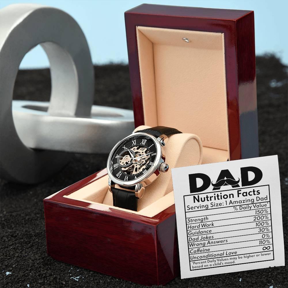 Dad Gift - Nutrition Facts Men's Openwork Watch with Gift Box