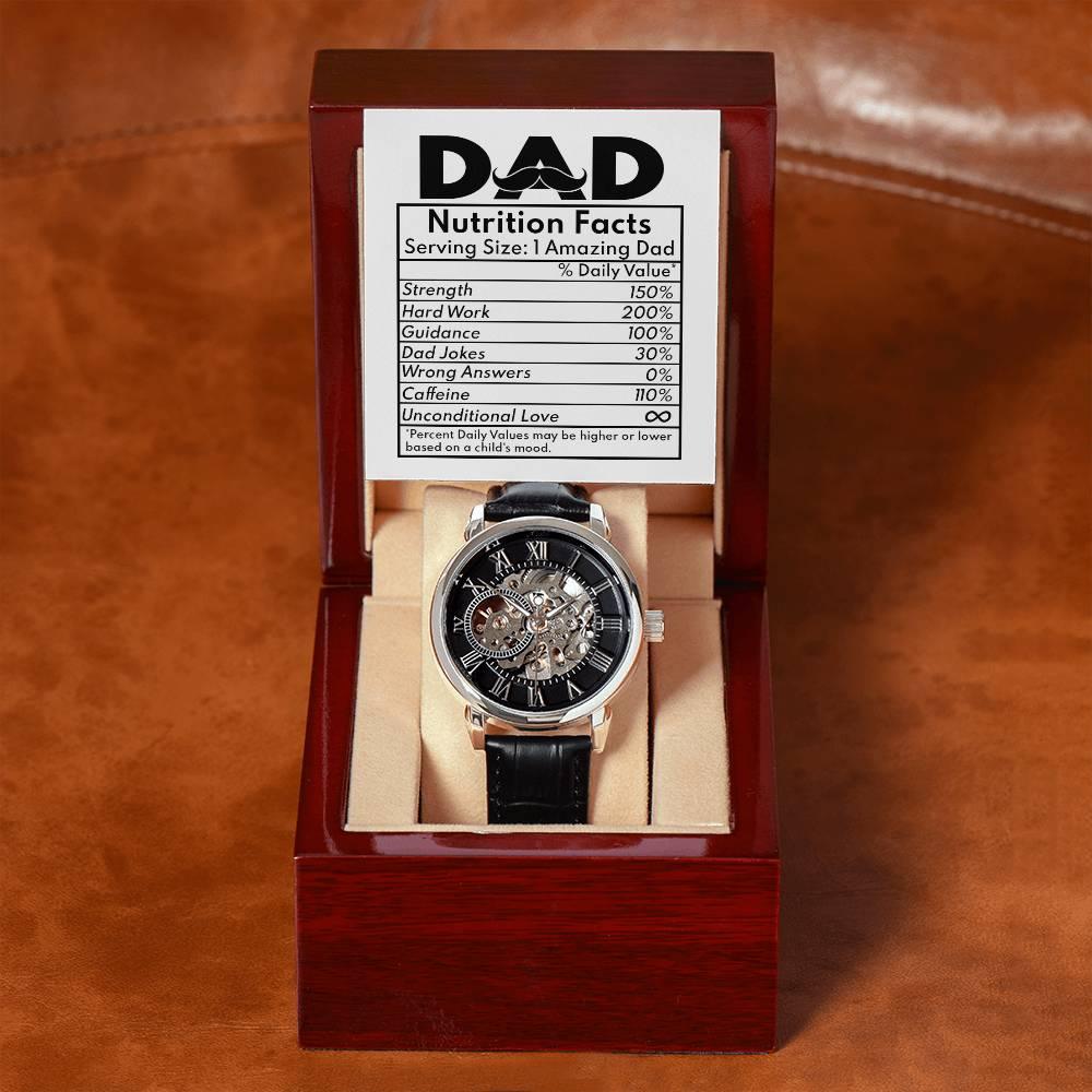 Dad Gift - Nutrition Facts Men's Openwork Watch with Gift Box