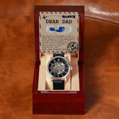 Dad Gift -Thanks for All The Embarrassing Dad Jokes and Dance Moves - Your Favorite Child Men's Openwork Watch with Gift Box