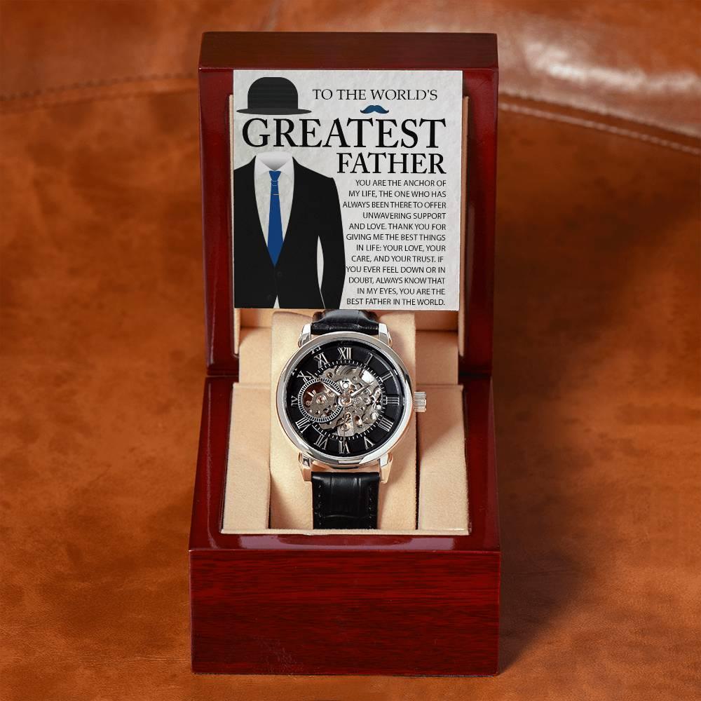 Dad Gift - You Are The Anchor in My Life Men's Openwork Watch with Gift Box