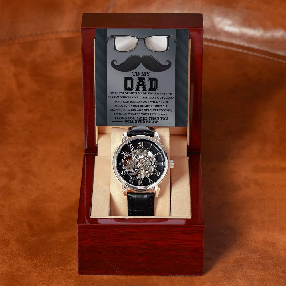 Gift for Dad What I Learned From You Men's Openwork Watch with Gift Box