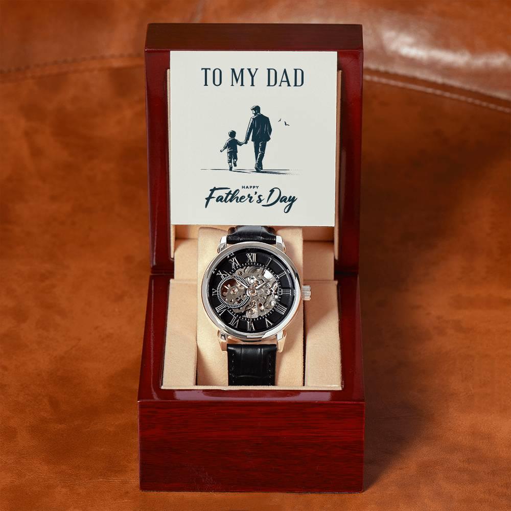 To My Dad Happy Father's Day Men's Openwork Watch with Gift Box