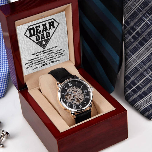 Dear Dad, You are my Hero Men's Openwork Watch