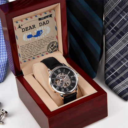 Dad Gift -Thanks for All The Embarrassing Dad Jokes and Dance Moves - Your Favorite Child Men's Openwork Watch with Gift Box