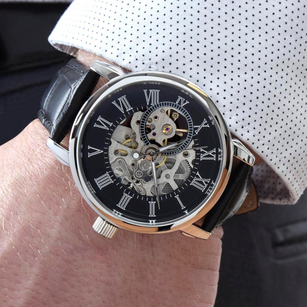 Dad Gift - Headline on The Father Times - World's Best Dad Men's Openwork Watch with Gift Box