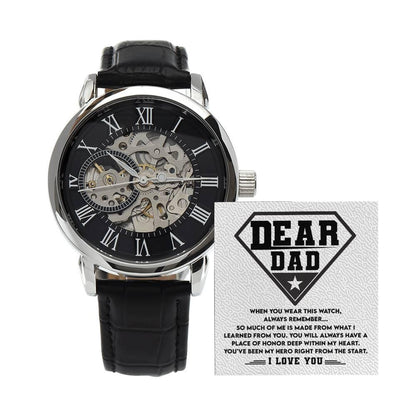 Dear Dad, You are my Hero Men's Openwork Watch