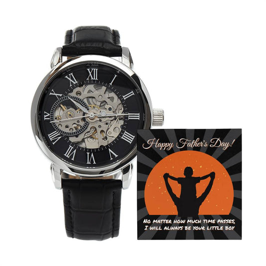 Dad Happy Father's Day I Will Always Be Your Little Boy Men's Openwork Watch with Gift Box