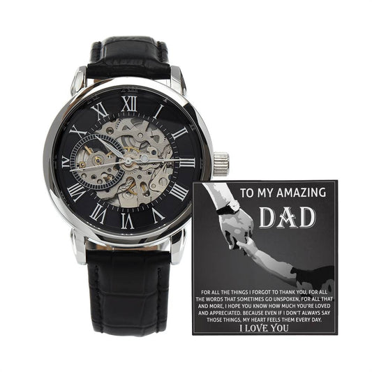 To My Amazing Dad Thank You Metal Chronograph Watch Men's Openwork Watch with Gift Box