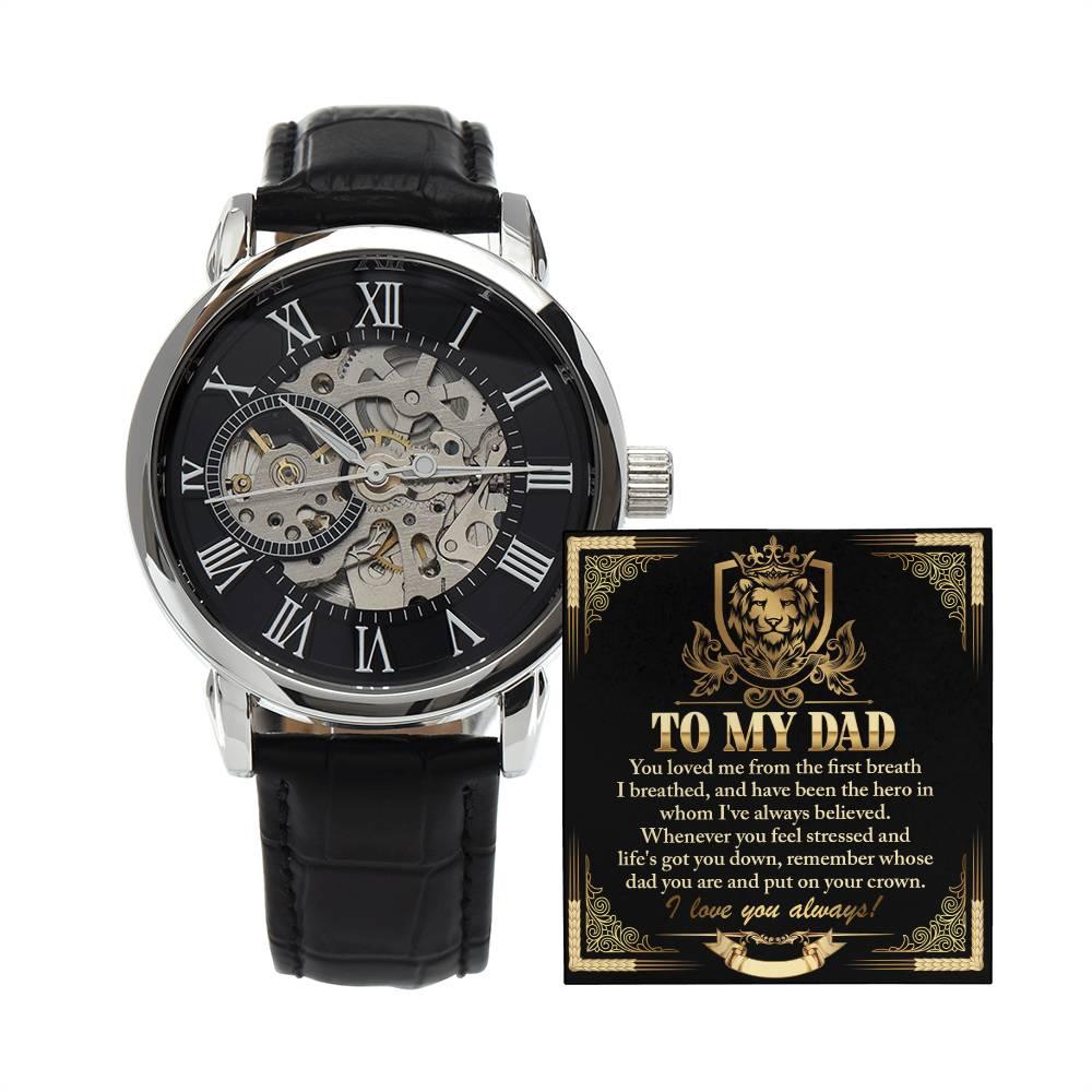 Dad Gift -Put On Your Crown Men's Openwork Watch with Gift Box