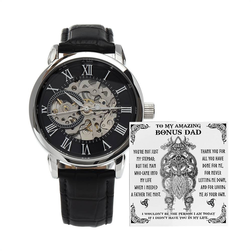 To My Amazing Bonus Dad You are not Just My Stepdad Men's Openwork Watch