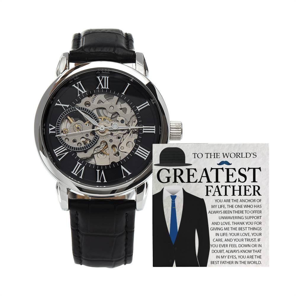 Dad Gift - You Are The Anchor in My Life Men's Openwork Watch with Gift Box