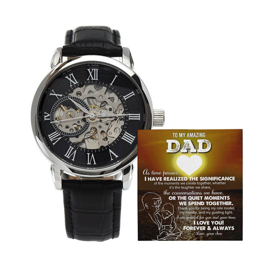 Gift for Dad - You Are My Guiding Light Men's Openwork Watch with Gift Box