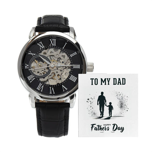 Dad Father's Day Gift Men's Openwork Watch with Gift Box