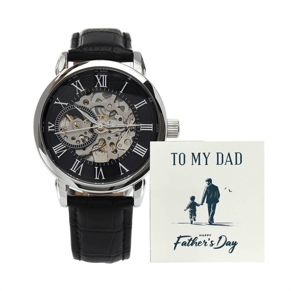 To My Dad Happy Father's Day Men's Openwork Watch with Gift Box