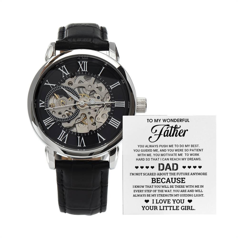 To My Wonderful Father You Are My Guiding Light Men's Openwork Watch with Gift Box