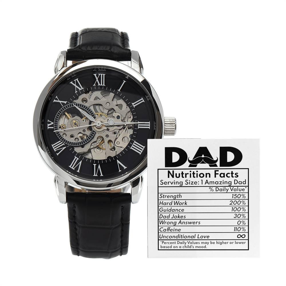 Dad Gift - Nutrition Facts Men's Openwork Watch with Gift Box