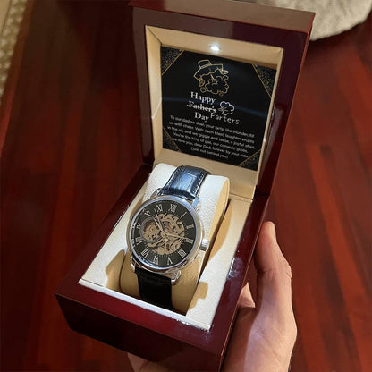 Dad Gift -Funny Happy Farter's Day Men's Openwork Watch with Gift Box