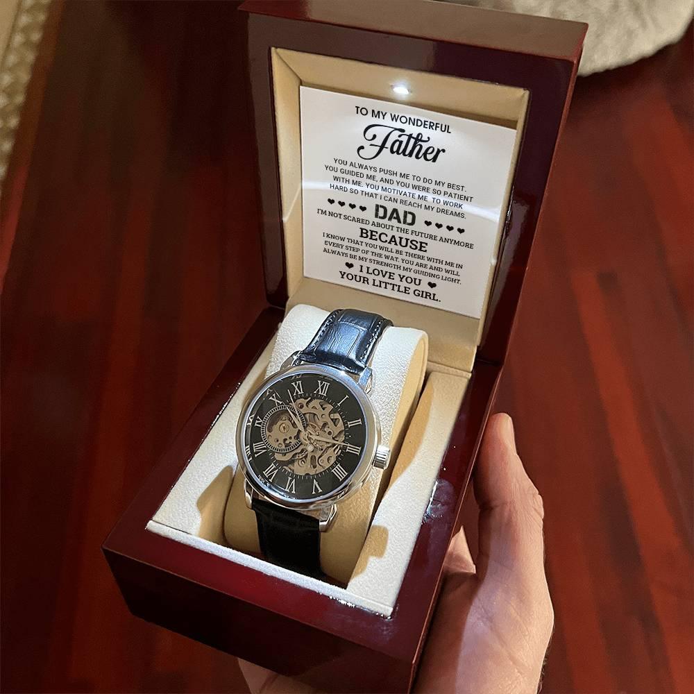 To My Wonderful Father You Are My Guiding Light Men's Openwork Watch with Gift Box